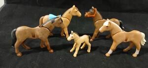 Playmobil Parts from Farm Barn Set -Hard to Find 4 Horses and 1 Foal Lot